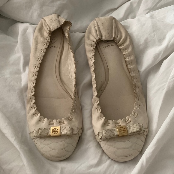 White Tory Burch Flats - Picture 1 of 5
